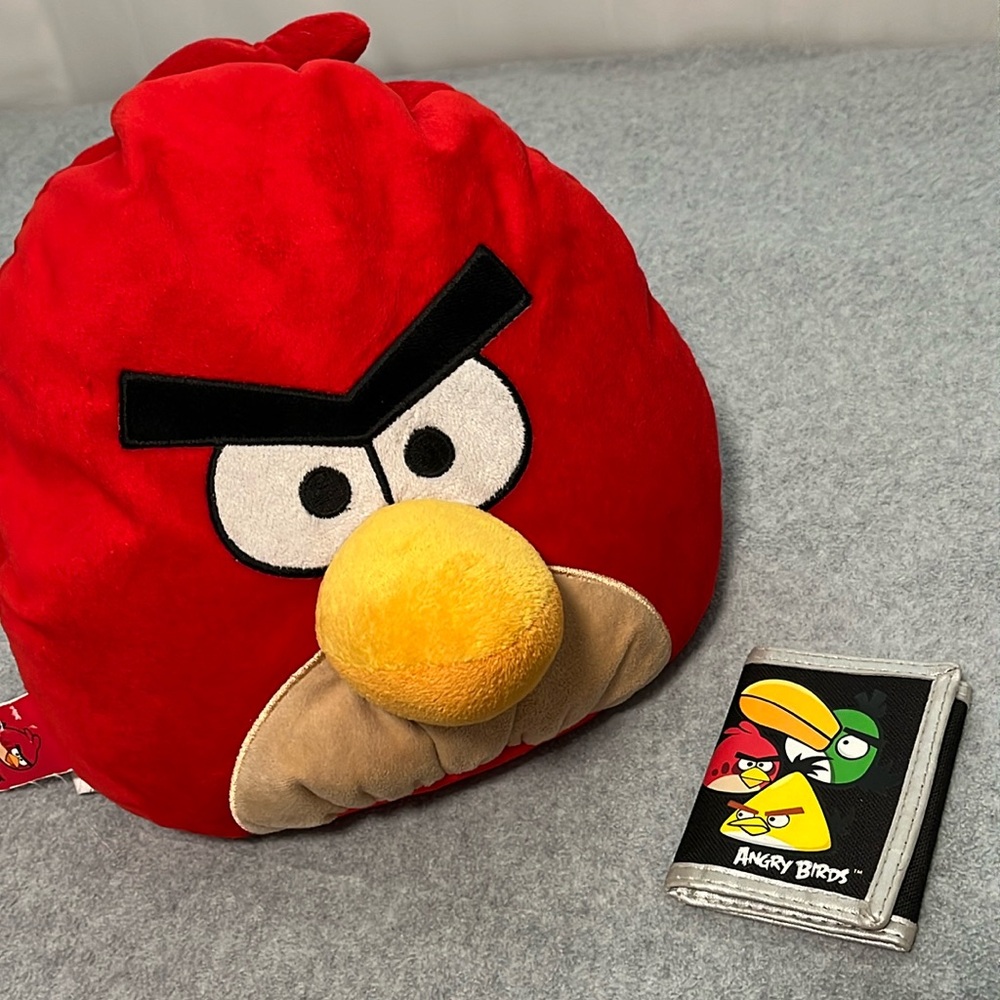 Angry Birds Red Pillow Plush Wallet Bundle Lot Stuffed Animal 13”